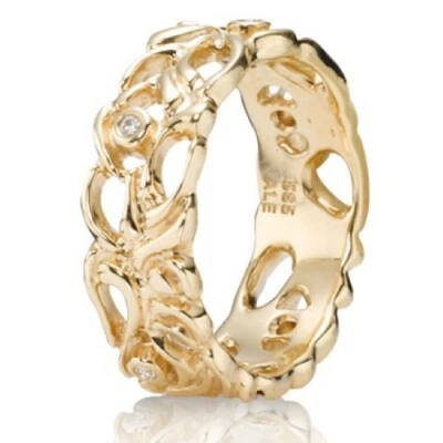 100% Authentic PANDORA 14k Gold Secret Abstract 150114d Retired and Rare SZ 56 - Image 1 of 4