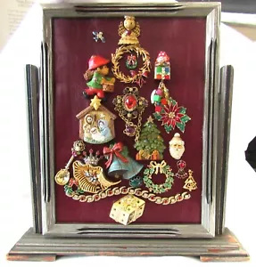 Vintage Gioielli Albero Cornice Quadro Arte OOAK Artista Natale Firmato (16) - Foto 1 di 6