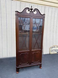 65175 Antique Mahogany Corner China Cabinet Curio - Picture 1 of 13