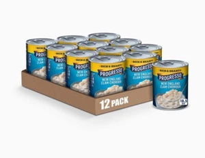 Progresso New England Clam Chowder Soup, Canned Gluten Free, 18.5 oz, Pack of 6 - Picture 1 of 9