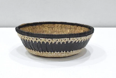 Basket Bali Indonesia Beaded Mirror Basket Cover