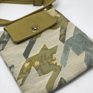 One of a Kind Design Crossbody Shoulder Bag Purse Geometric Muted Green Aqua Tan - Picture 1 of 10