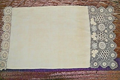 Têtière pour fauteuil ou chaise en lin et dentelle - Photo 1/3