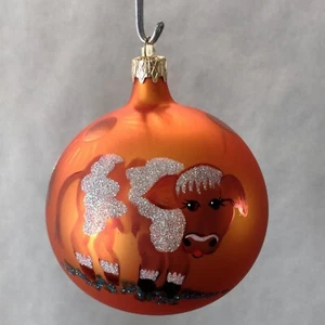 Polish Glass Ornament "Barnyard Neighbor" Globe Painted in Poland Radko Inspired - Picture 1 of 3