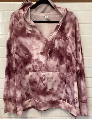 Женщин галстук краситель толстовка RBX Activewear сливы розовый толстовка с капюшоном Sz 3 X легкий - Изображение 1 из 4