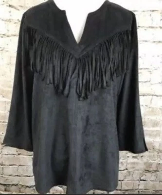 Blusa Express para mujer negra con flecos de gamuza sintética talla XS $59 Foto 1 de 4