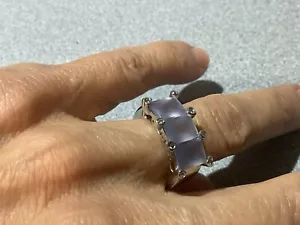 14 Karat Weißgold Mondstein & Diamanten RING Größe 7 5,9 gr - Bild 1 von 10