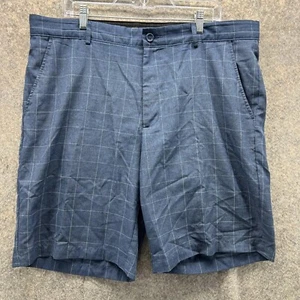 Greg Norman Shorts 38 Blue Chino Pant Outdoor Tasso Elba Flat Front Glen Check - Picture 1 of 13