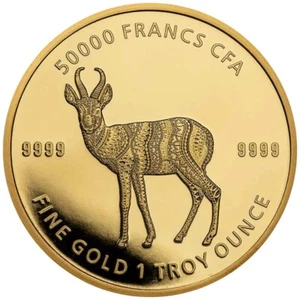 1 oz Tschad Goldmünze Mandala Wildlife - Antilope 2021 BU - Picture 1 of 2