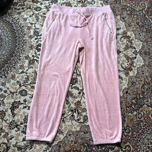 Juicy Couture Pants Large Pink Velour Vintage Zipper Pockets * - Picture 1 of 16