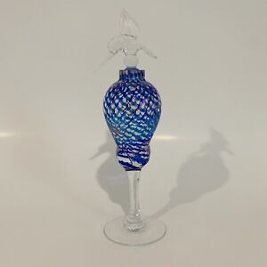 Vintage Glass Iridescent Perfume Bottle Hummingbird Stopper