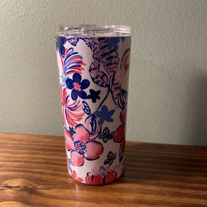 Lilly Pulitzer Floral Print Party Like A Lobstar Slim Tumbler 16.5 oz - Imagen 1 de 4