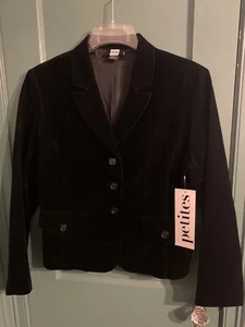 Woman’s Studio 1940 Black Velour Dress Jacket Size Petite PXL - Picture 1 of 3