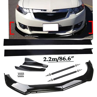 Front Bumper Lip Spoiler Chin Splitter Glossy Black For Acura TSX 2009- Body Kit - Image 1 of 4