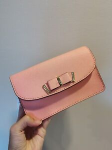 Michael Kors mini crossbody chain bag with bow Pale Pink saffiano leather women