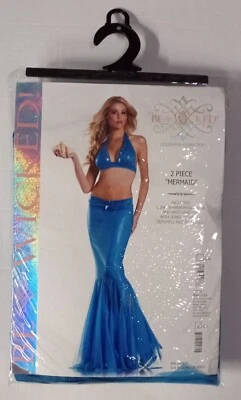 女式 M/L 2 件 MERMAID 服装蓝色珠光网纱连衣裙匹配上衣 — 第 1/2 张图片