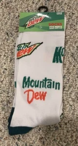 Mountain Dew Crew Socks Fits Men’s Shoe Size 6-12, White - Picture 1 of 4