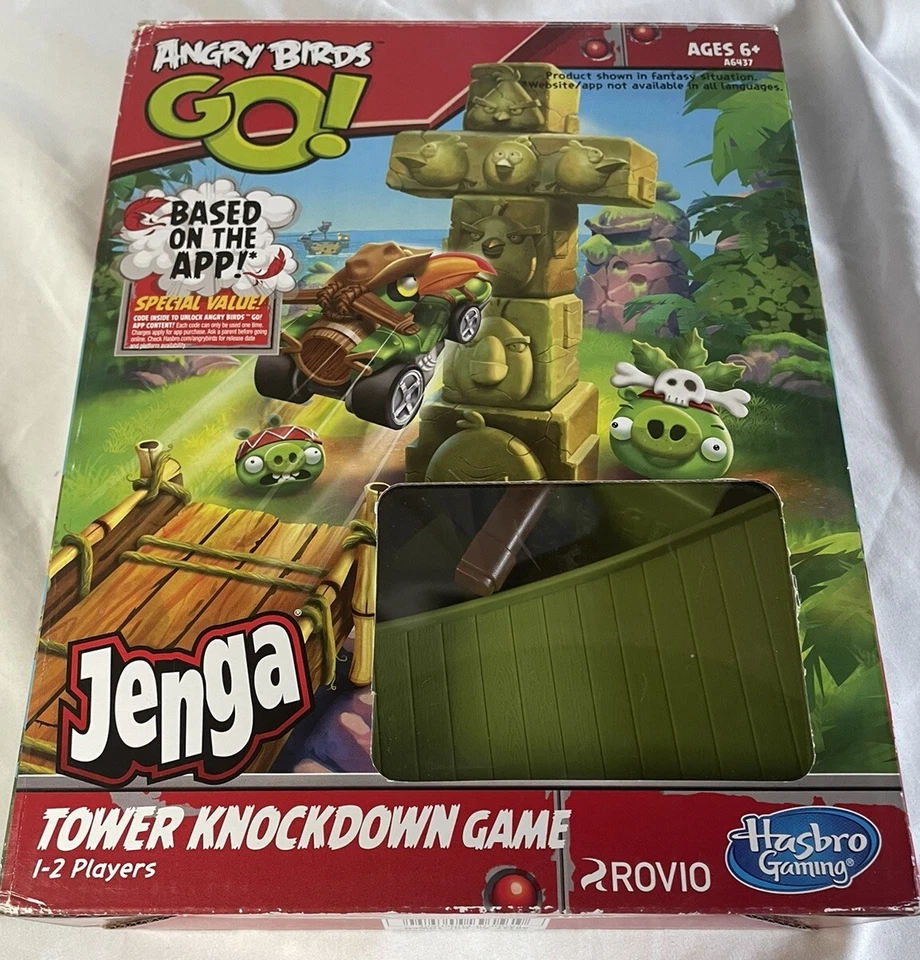 Angry Birds Go Jenga Tower Knockdown Game Hasbro 2013 Missing 1 Pig And Manual - Image 1 of 4