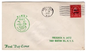 #646 Molly Pitcher 1928 FDC Planty #6 Frederick Dietz - Freehold NJ - Picture 1 of 2
