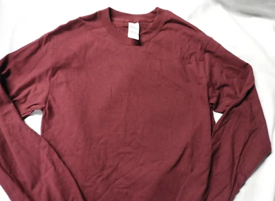 Gildan - Camiseta Hombre - Algodón Manga Larga - Borgoña - Pequeña - Usada en Excelente Condición Foto 1 de 2