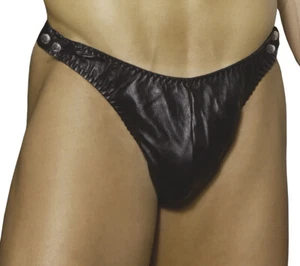 Mens Leather Side Snap Thong - Picture 1 of 1