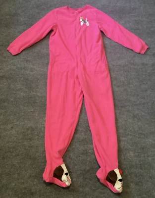 Nick & Nora Sleeper Pajamas Womens Medium Pink Dog Puppy Footies Terrier Cozy - Image 1 of 4