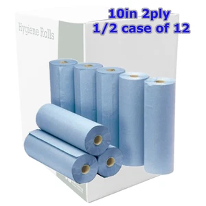 12 x Blue 2ply hygiene roll 10in 250mm 40m tissue wiping - Picture 1 of 1