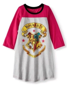 Harry Potter "Hogwarts Crest" Girls Long Sleeve Nightgown kids size 4 - Picture 1 of 6