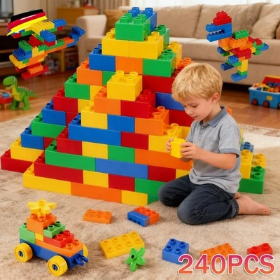 240tlg Kinder Classic Große Bausteine Lernspielzeug Bauklötze Hochbau Ziegel DHL - Bild 1 von 4