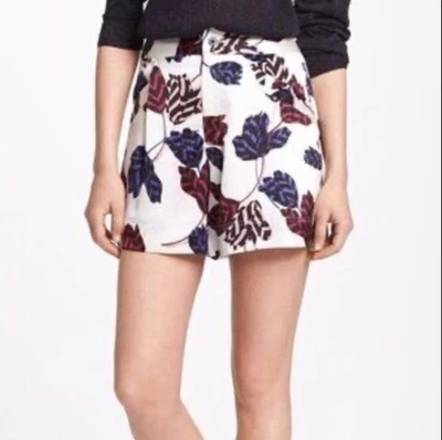 Marc by Marc Jacobs Talla 2 Satinado Marfil Granate Azul Negro Hoja Pantalones Cortos Forrados Foto 1 de 4