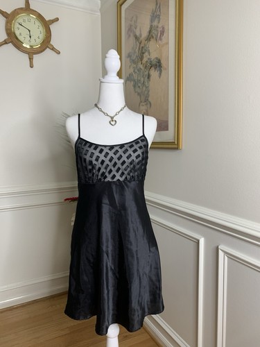 UNDERCOVER Abito Slip Vintage primi anni '70 Victoria’s Secret Etichetta Oro Trasparente Nero Sexy