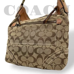 Coach Shoulder Bag Signature Canvas Leather Brown - Imagen 1 de 12
