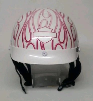 Casco de seguridad Harley Davidson rosa dama blanco llamas para mujer talla M 57-58 Foto 1 de 4