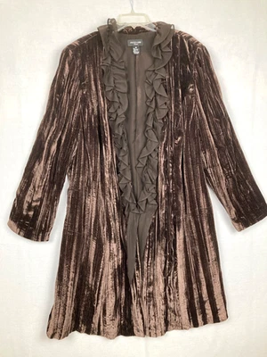 Abrigo Focus 2000 Mujer Terciopelo Aplastado Boho Volantes Cachicho 2X Foto 1 de 4