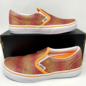 Vans Slip On Shoes Glitter Orange Pink Girls Youth Size 3 Ombré - Picture 1 of 11
