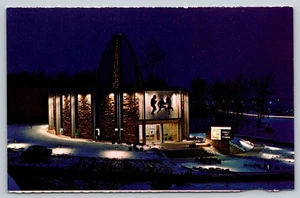 Postcard Ohio Canton Pro Football Hall of Fame Cold Winter Night vintage c1970s - Picture 1 of 2