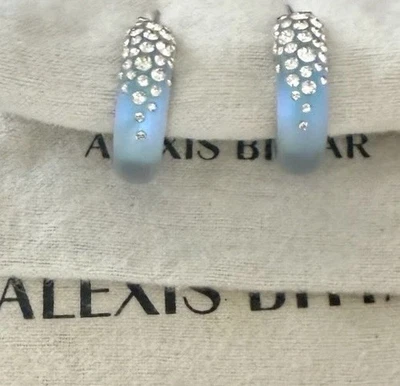 Pendientes de aro pequeños 100 % auténticos Alexis Bittar ópalo azul lucita y cristal Foto 1 de 4