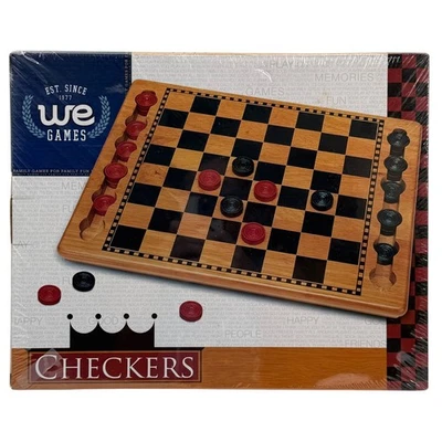 WE Games Juego de Damas Madera Juego de Mesa Clásico Diversión Familiar Rojo Negro Nuevo Precintado Foto 1 de 4