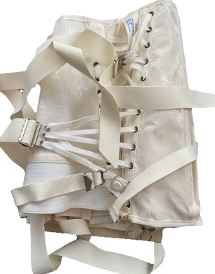 Vintage Ivory Lace Up Corset Boning Lumbosacral Support Adjustable NIB Sz 44 - Image 1 of 4