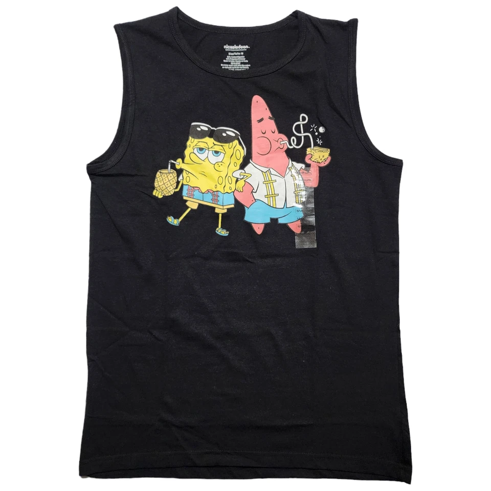 Nickelodeon SpongeBob Squarepants Cropped Sleeveless Tank Top Black Size L