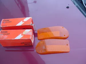NOS Lucas PAIR Amber Front Side Marker Lenses Jaguar XKE Ser II III XJ6 XJ12 S I - Picture 1 of 3