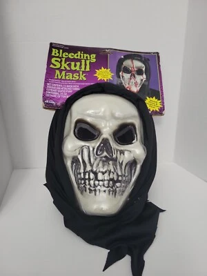 Bleeding Skull Adult Mask Halloween Costume Skeleton Grim Reaper Black - Image 1 of 2
