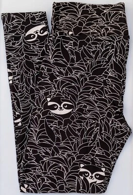 TC LuLaRoe Leggings Altos y Curvilíneos Lindos Mapache Oculto Bandido en Negro Nuevo con Etiquetas X01 Foto 1 de 4