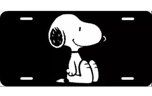 Peanut Snoopy, matrícula nueva etiqueta de coche metal aluminio, EE. UU., negro - Imagen 1 de 2