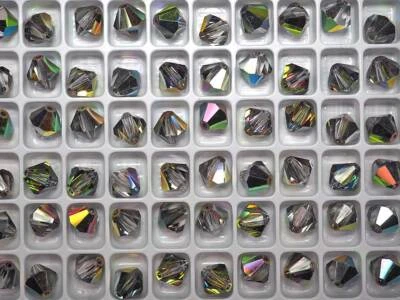 Czech Bicone Crystal Beads Rondell Diamond  Crystal Vitrail medium green Rondell - Image 1 of 4