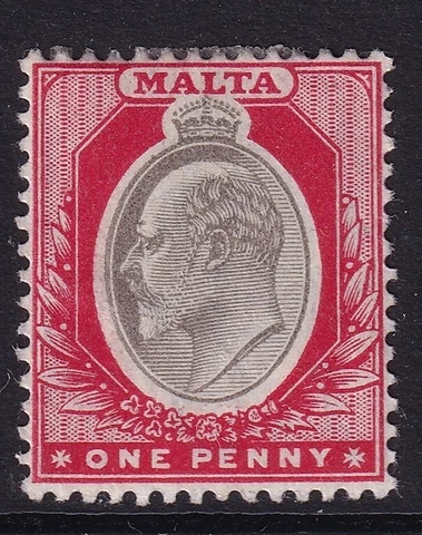 MALTA EDVII SG39, 1d blackish brown & red, Mounted MINT. Cat £15 Cover