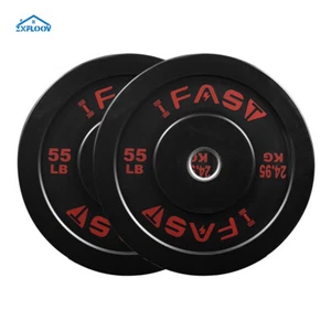 High-Quality Rubber Bumper Plates - 55lb Bundle Options for Home Gym Strength - Picture 1 of 8