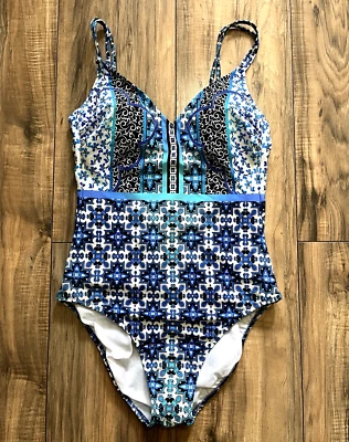PROFILE by GOTTEX Molded Cups Multi/Blue One Piece Swimsuit 8 - Image 1 of 4