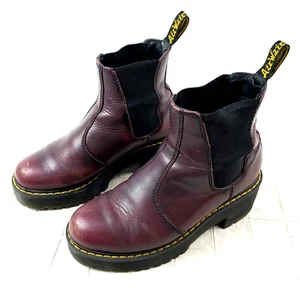 Dr. Martens Womens Size 5 Rometty Platform Chelsea Boots Burgundy Red Leather - Picture 1 of 13