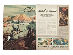 1943 Vintage Pan American World Travel To China, Open Up The World - Imagen 1 de 1